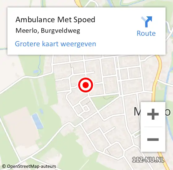 Locatie op kaart van de 112 melding: Ambulance Met Spoed Naar Meerlo, Burgveldweg op 14 augustus 2018 10:01