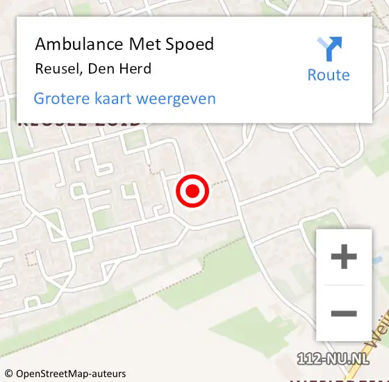 Locatie op kaart van de 112 melding: Ambulance Met Spoed Naar Reusel, Den Herd op 14 augustus 2018 10:04