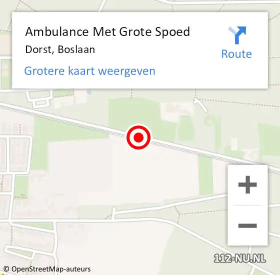 Locatie op kaart van de 112 melding: Ambulance Met Grote Spoed Naar Dorst, Boslaan op 6 maart 2014 00:03