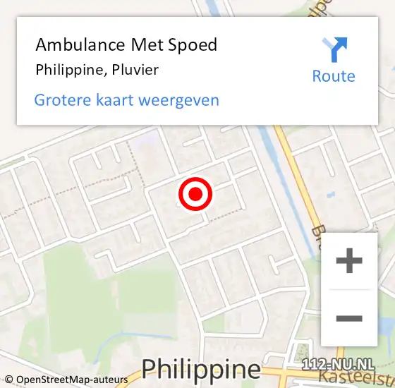 Locatie op kaart van de 112 melding: Ambulance Met Spoed Naar Philippine, Pluvier op 14 augustus 2018 10:59