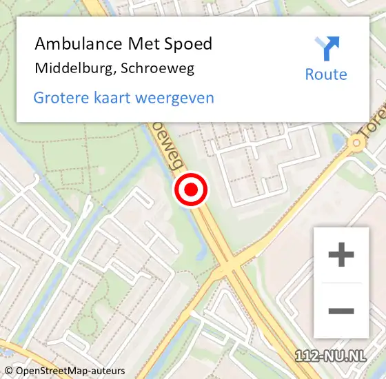 Locatie op kaart van de 112 melding: Ambulance Met Spoed Naar Middelburg, Schroeweg op 14 augustus 2018 11:18
