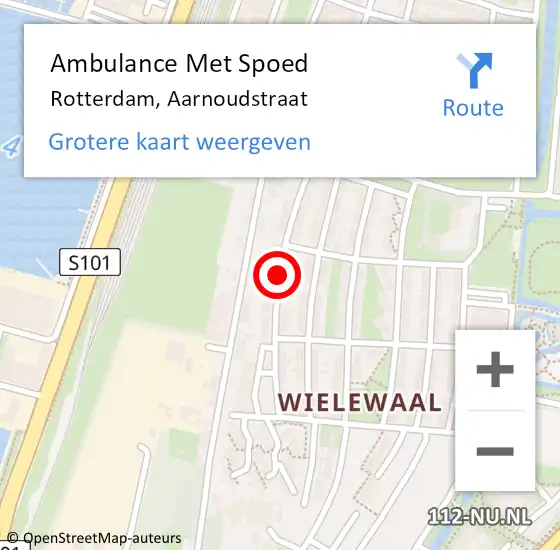 Locatie op kaart van de 112 melding: Ambulance Met Spoed Naar Rotterdam, Aarnoudstraat op 14 augustus 2018 11:18