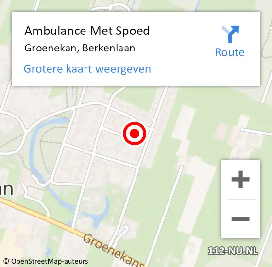 Locatie op kaart van de 112 melding: Ambulance Met Spoed Naar Groenekan, Berkenlaan op 14 augustus 2018 11:25