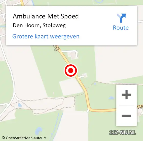 Locatie op kaart van de 112 melding: Ambulance Met Spoed Naar Den Hoorn, Stolpweg op 14 augustus 2018 11:28