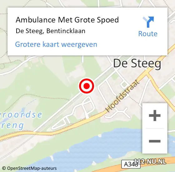 Locatie op kaart van de 112 melding: Ambulance Met Grote Spoed Naar De Steeg, Bentincklaan op 14 augustus 2018 12:29
