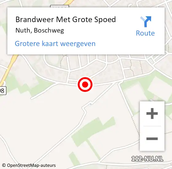 Locatie op kaart van de 112 melding: Brandweer Met Grote Spoed Naar Nuth, Boschweg op 14 augustus 2018 12:32