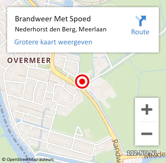 Locatie op kaart van de 112 melding: Brandweer Met Spoed Naar Nederhorst den Berg, Meerlaan op 14 augustus 2018 13:00