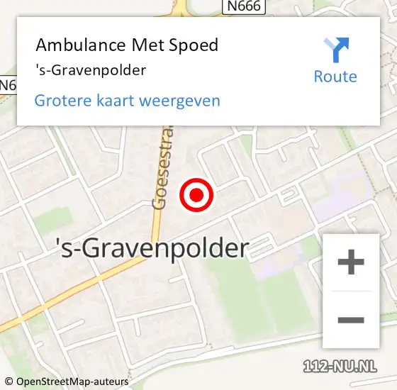 Locatie op kaart van de 112 melding: Ambulance Met Spoed Naar 's-Gravenpolder op 14 augustus 2018 14:09