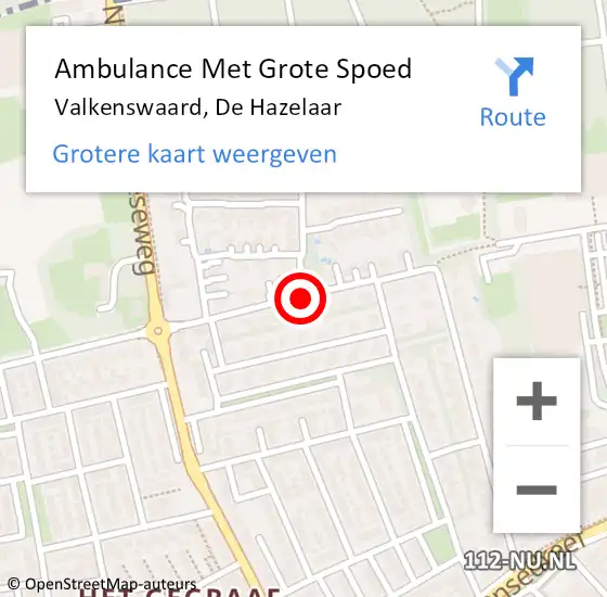 Locatie op kaart van de 112 melding: Ambulance Met Grote Spoed Naar Valkenswaard, De Hazelaar op 14 augustus 2018 14:41