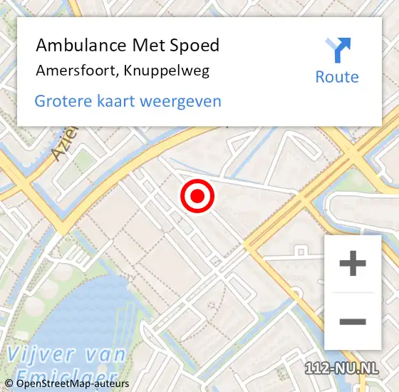 Locatie op kaart van de 112 melding: Ambulance Met Spoed Naar Amersfoort, Knuppelweg op 14 augustus 2018 14:55