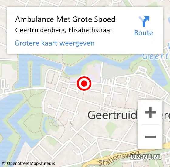 Locatie op kaart van de 112 melding: Ambulance Met Grote Spoed Naar Geertruidenberg, Elisabethstraat op 14 augustus 2018 15:12