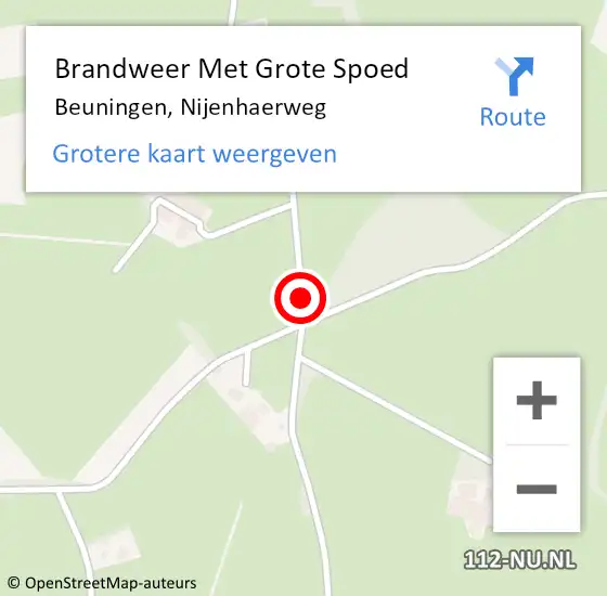Locatie op kaart van de 112 melding: Brandweer Met Grote Spoed Naar Beuningen, Nijenhaerweg op 14 augustus 2018 15:51