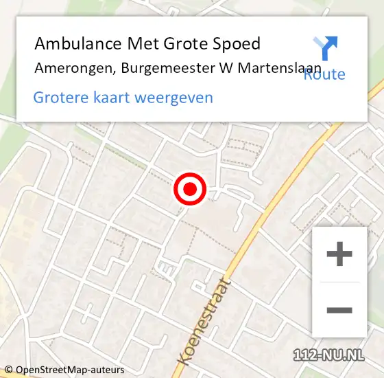 Locatie op kaart van de 112 melding: Ambulance Met Grote Spoed Naar Amerongen, Burgemeester W Martenslaan op 14 augustus 2018 16:17