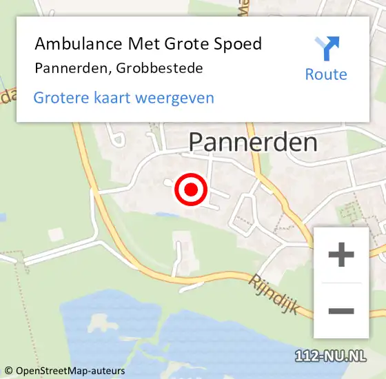 Locatie op kaart van de 112 melding: Ambulance Met Grote Spoed Naar Pannerden, Grobbestede op 14 augustus 2018 17:54