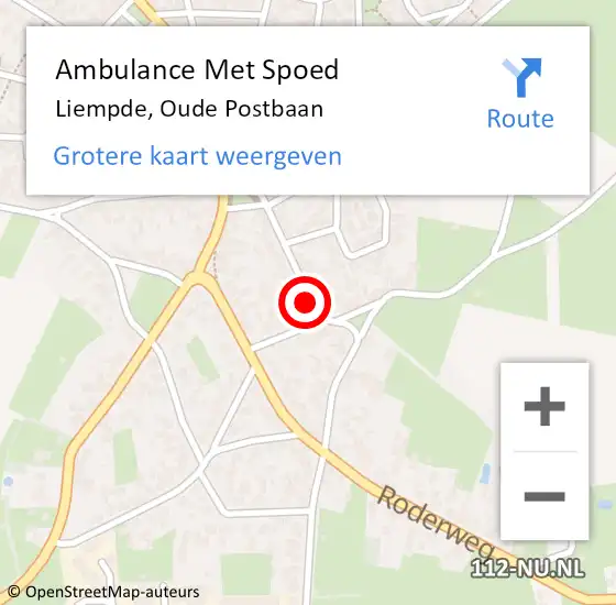 Locatie op kaart van de 112 melding: Ambulance Met Spoed Naar Liempde, Oude Postbaan op 14 augustus 2018 18:04