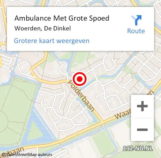 Locatie op kaart van de 112 melding: Ambulance Met Grote Spoed Naar Woerden, De Dinkel op 14 augustus 2018 18:39