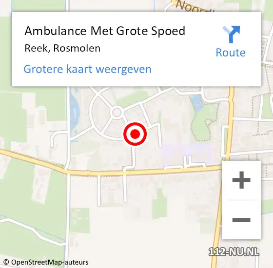 Locatie op kaart van de 112 melding: Ambulance Met Grote Spoed Naar Reek, Rosmolen op 14 augustus 2018 18:42