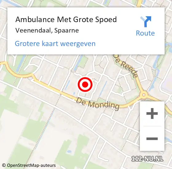 Locatie op kaart van de 112 melding: Ambulance Met Grote Spoed Naar Veenendaal, Spaarne op 14 augustus 2018 18:48