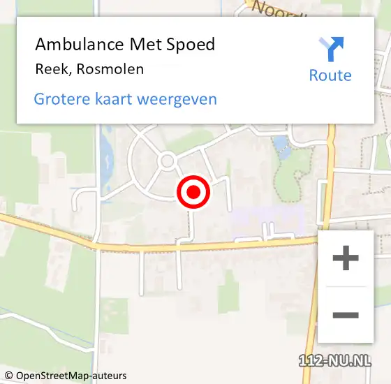 Locatie op kaart van de 112 melding: Ambulance Met Spoed Naar Reek, Rosmolen op 14 augustus 2018 18:53