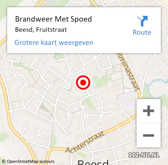 Locatie op kaart van de 112 melding: Brandweer Met Spoed Naar Beesd, Fruitstraat op 14 augustus 2018 19:44