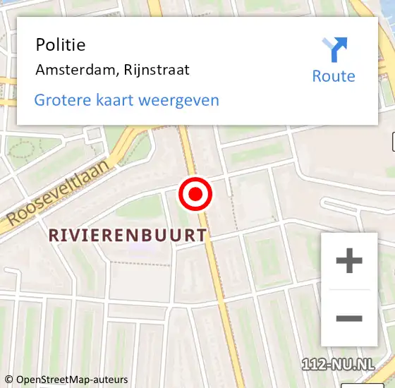 Locatie op kaart van de 112 melding: Politie Amsterdam, Rijnstraat op 14 augustus 2018 20:13