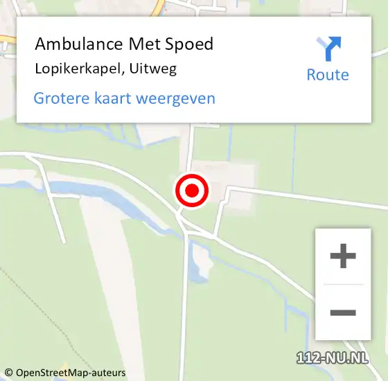 Locatie op kaart van de 112 melding: Ambulance Met Spoed Naar Lopikerkapel, Uitweg op 14 augustus 2018 20:29