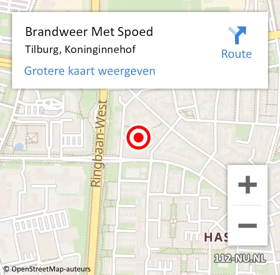 Locatie op kaart van de 112 melding: Brandweer Met Spoed Naar Tilburg, Koninginnehof op 14 augustus 2018 20:31