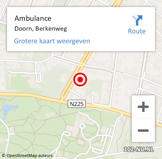 Locatie op kaart van de 112 melding: Ambulance Doorn, Berkenweg op 14 augustus 2018 20:53