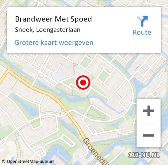 Locatie op kaart van de 112 melding: Brandweer Met Spoed Naar Sneek, Loengasterlaan op 14 augustus 2018 20:56