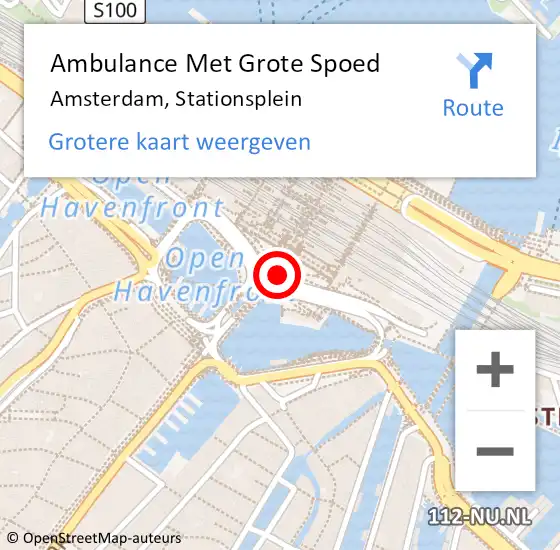 Locatie op kaart van de 112 melding: Ambulance Met Grote Spoed Naar Amsterdam, Stationsplein op 14 augustus 2018 21:22