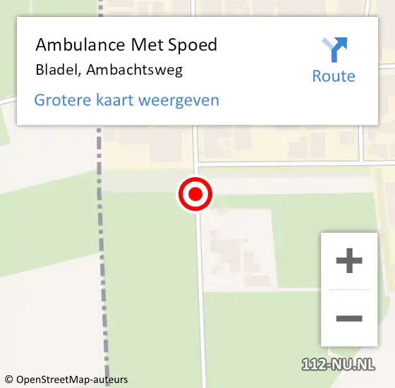 Locatie op kaart van de 112 melding: Ambulance Met Spoed Naar Bladel, Ambachtsweg op 14 augustus 2018 21:38