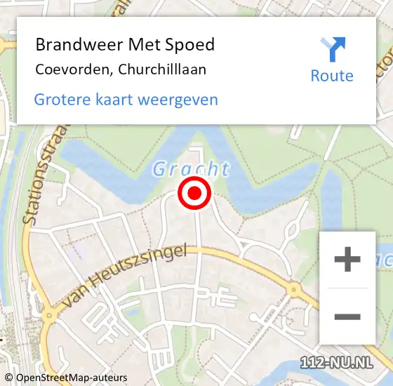 Locatie op kaart van de 112 melding: Brandweer Met Spoed Naar Coevorden, Churchilllaan op 14 augustus 2018 21:56
