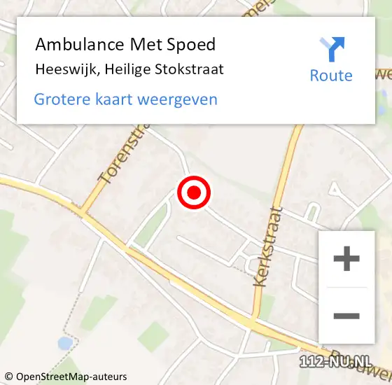 Locatie op kaart van de 112 melding: Ambulance Met Spoed Naar Heeswijk, Heilige Stokstraat op 14 augustus 2018 22:07