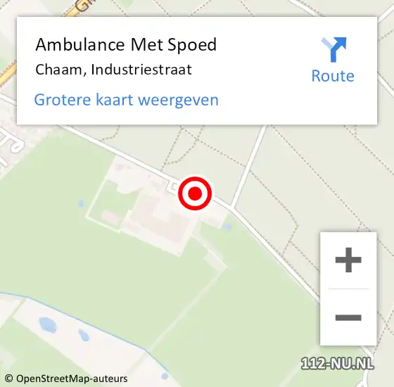 Locatie op kaart van de 112 melding: Ambulance Met Spoed Naar Chaam, Industriestraat op 14 augustus 2018 22:09