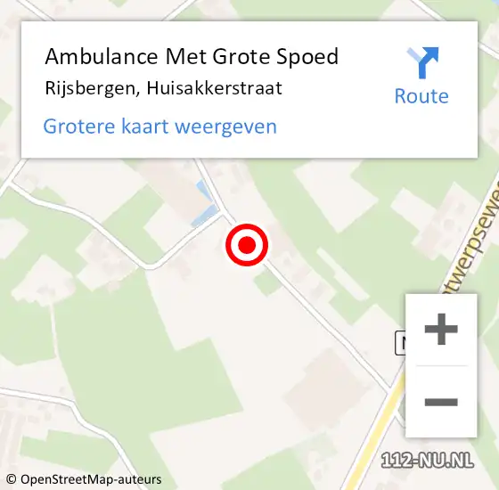 Locatie op kaart van de 112 melding: Ambulance Met Grote Spoed Naar Rijsbergen, Huisakkerstraat op 14 augustus 2018 23:41