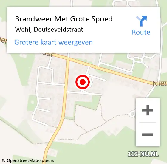 Locatie op kaart van de 112 melding: Brandweer Met Grote Spoed Naar Wehl, Deutseveldstraat op 15 augustus 2018 00:33