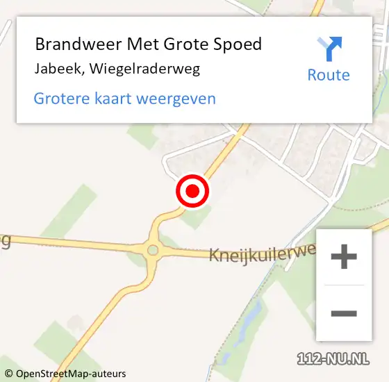 Locatie op kaart van de 112 melding: Brandweer Met Grote Spoed Naar Jabeek, Wiegelraderweg op 15 augustus 2018 01:01