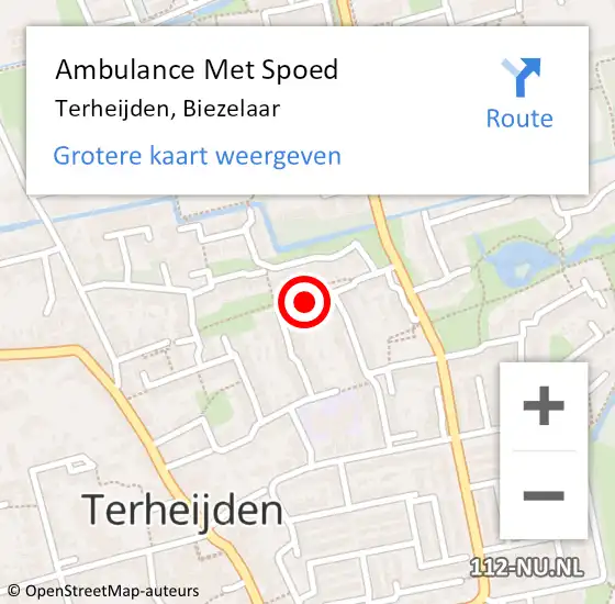 Locatie op kaart van de 112 melding: Ambulance Met Spoed Naar Terheijden, Biezelaar op 15 augustus 2018 01:47