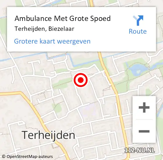 Locatie op kaart van de 112 melding: Ambulance Met Grote Spoed Naar Terheijden, Biezelaar op 15 augustus 2018 01:49