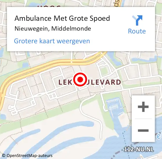 Locatie op kaart van de 112 melding: Ambulance Met Grote Spoed Naar Nieuwegein, Middelmonde op 15 augustus 2018 02:31