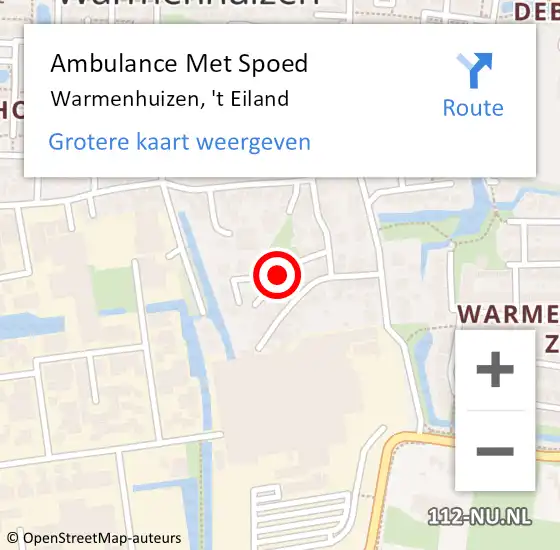 Locatie op kaart van de 112 melding: Ambulance Met Spoed Naar Warmenhuizen, 't Eiland op 15 augustus 2018 04:31