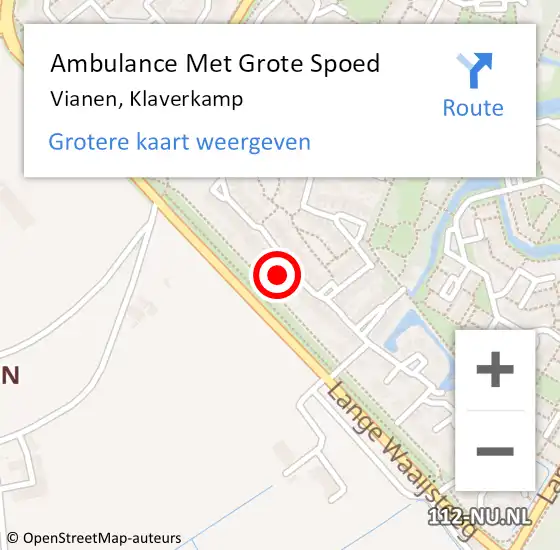 Locatie op kaart van de 112 melding: Ambulance Met Grote Spoed Naar Vianen, Klaverkamp op 15 augustus 2018 06:25