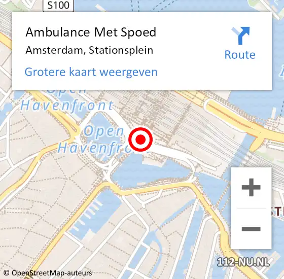 Locatie op kaart van de 112 melding: Ambulance Met Spoed Naar Amsterdam, Stationsplein op 15 augustus 2018 07:31