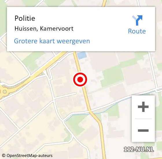 Locatie op kaart van de 112 melding: Politie Huissen, Kamervoort op 15 augustus 2018 07:38