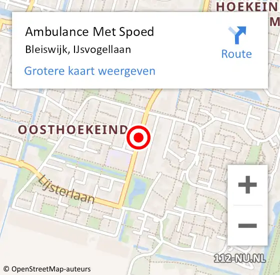 Locatie op kaart van de 112 melding: Ambulance Met Spoed Naar Bleiswijk, IJsvogellaan op 15 augustus 2018 07:55