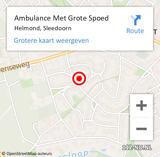 Locatie op kaart van de 112 melding: Ambulance Met Grote Spoed Naar Helmond, Sleedoorn op 15 augustus 2018 09:08