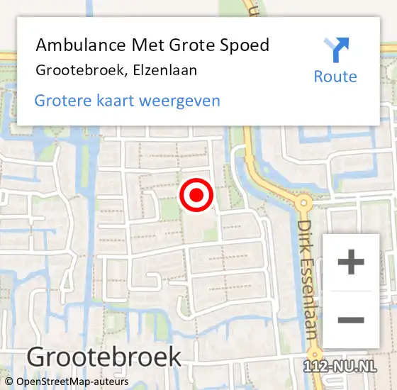 Locatie op kaart van de 112 melding: Ambulance Met Grote Spoed Naar Grootebroek, Elzenlaan op 15 augustus 2018 09:29