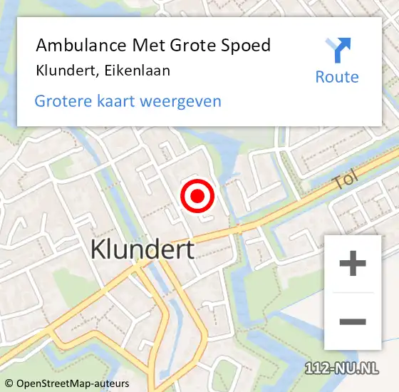 Locatie op kaart van de 112 melding: Ambulance Met Grote Spoed Naar Klundert, Eikenlaan op 15 augustus 2018 10:09