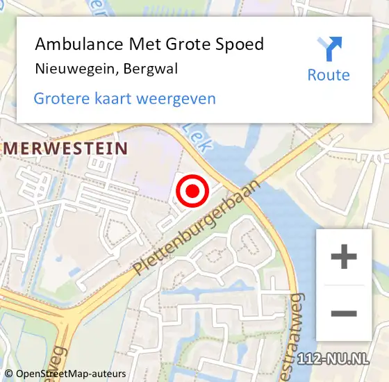 Locatie op kaart van de 112 melding: Ambulance Met Grote Spoed Naar Nieuwegein, Bergwal op 15 augustus 2018 10:34