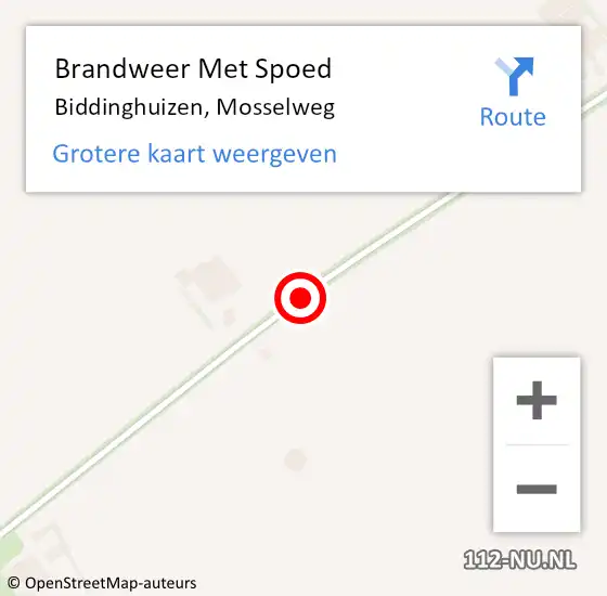 Locatie op kaart van de 112 melding: Brandweer Met Spoed Naar Biddinghuizen, Mosselweg op 15 augustus 2018 10:55